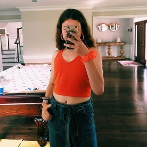 Orange cropped tank top